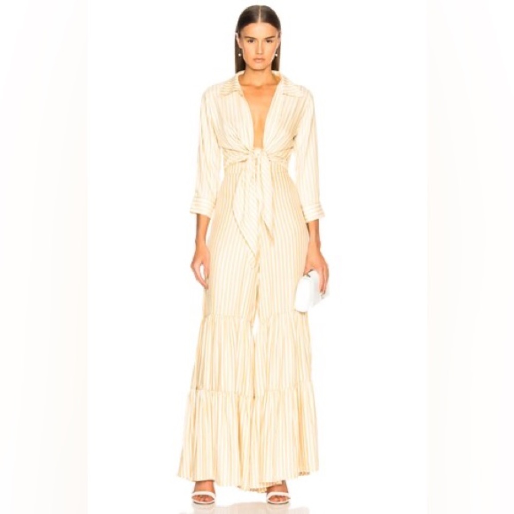 Adriana Degrease Striped Cream Wide Leg Pants - Picture 4 of 8
